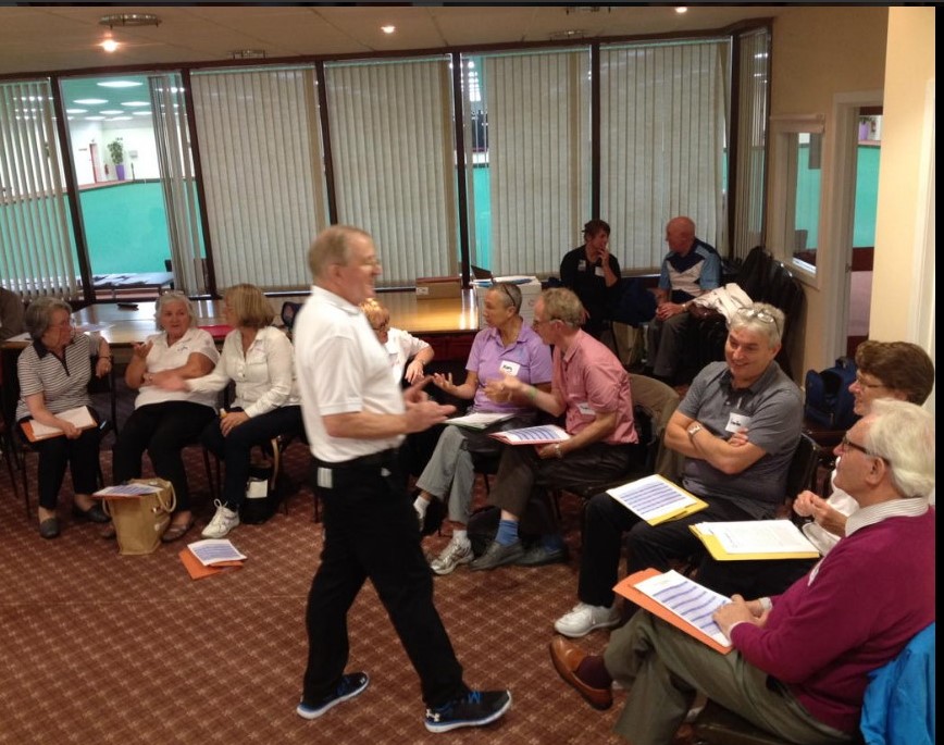 Richard Brickley tutoring at the Inclusive Bowls Coaching Workshop