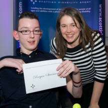 Reegan Stevenson receiving the Archie Cameron Bursary