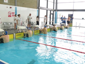 Swimmers lined up at the championships