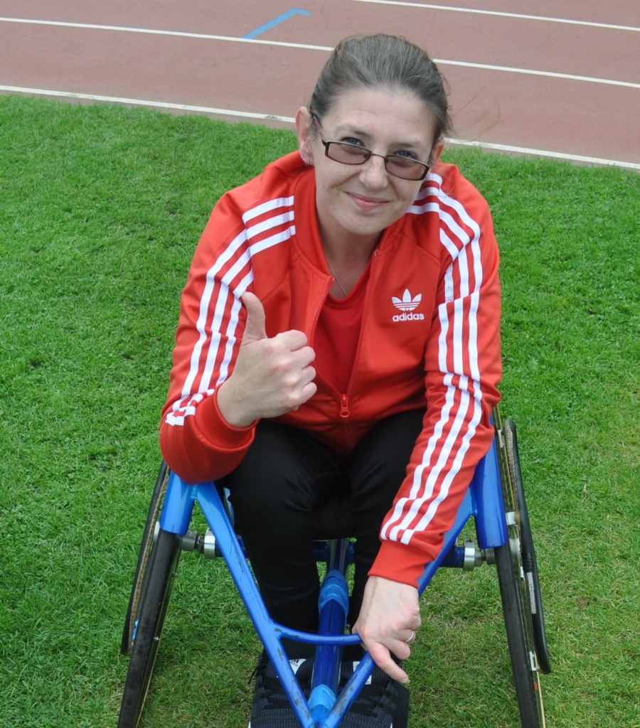 Suzanne McGrath in racing wheelchair