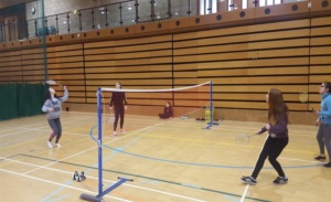 Badminton game underway