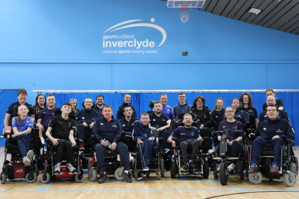 Group photo of Scottish boccia and Northern Ireland at first boccia camp of 2024