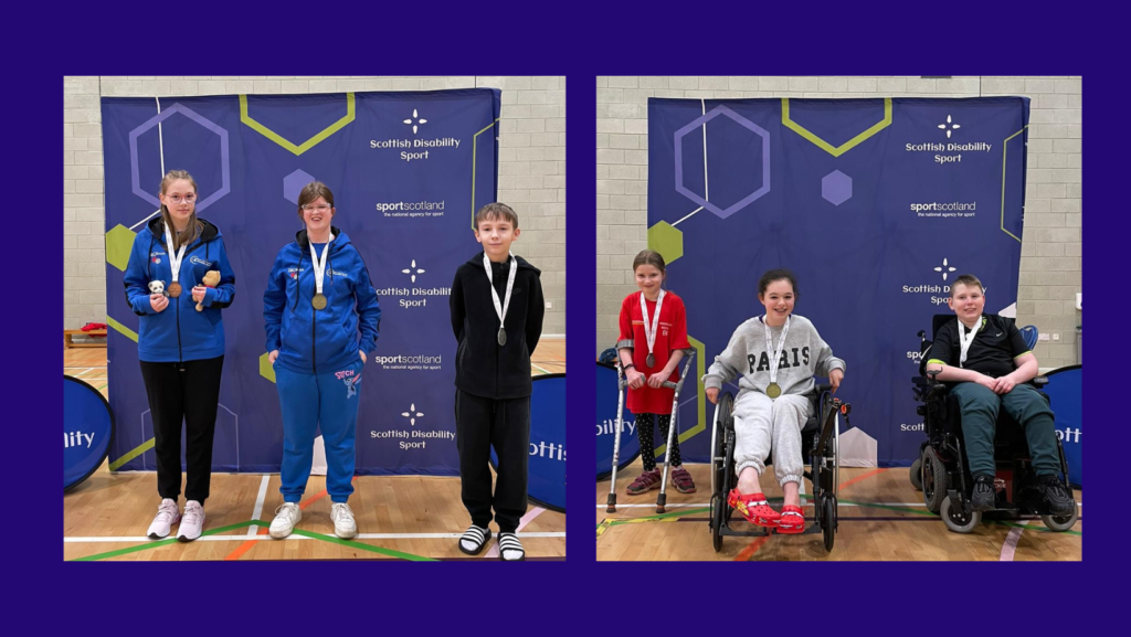 Two photos of six medallists from the championships.